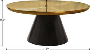 Martini Metal Contemporary Brushed Gold/Matte Black Coffee Table - 36" W x 36" D x 16.5" H