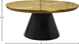 Martini Metal Contemporary Brushed Gold/Matte Black Coffee Table - 36" W x 36" D x 16.5" H