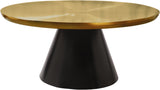 Martini Metal Contemporary Brushed Gold/Matte Black Coffee Table - 36" W x 36" D x 16.5" H