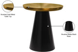 Martini Metal Contemporary Brushed Gold/Matte Black End Table - 20" W x 20" D x 22" H