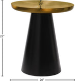 Martini Metal Contemporary Brushed Gold/Matte Black End Table - 20" W x 20" D x 22" H