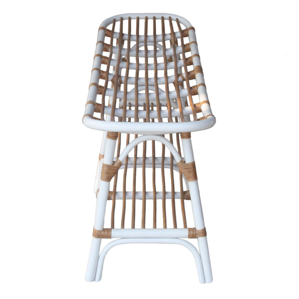 Damara Rattan Bench w/ Shelf White