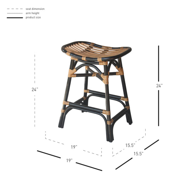 Damara Rattan Counter Stool Black