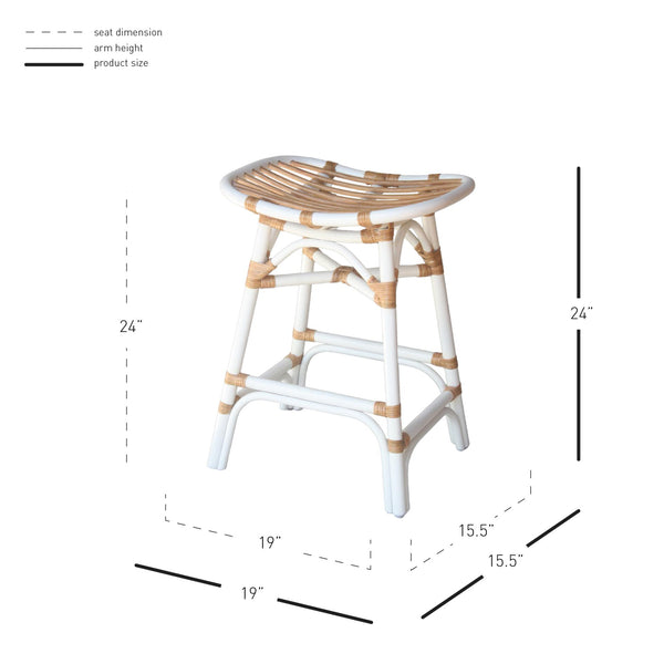 Damara Rattan Counter Stool White