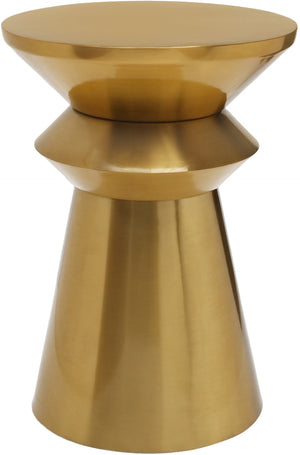 Jai Iron Contemporary Brushed Gold End Table - 14" W x 14" D x 19.5" H