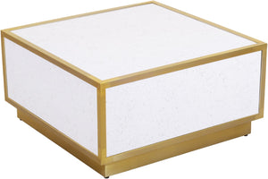 Glitz Faux Marble / Steel / Engineered Wood Contemporary White Faux Marble Coffee Table - 32" W x 32" D x 16" H