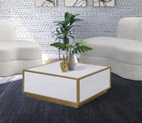 Glitz Faux Marble / Steel / Engineered Wood Contemporary White Faux Marble Coffee Table - 32" W x 32" D x 16" H