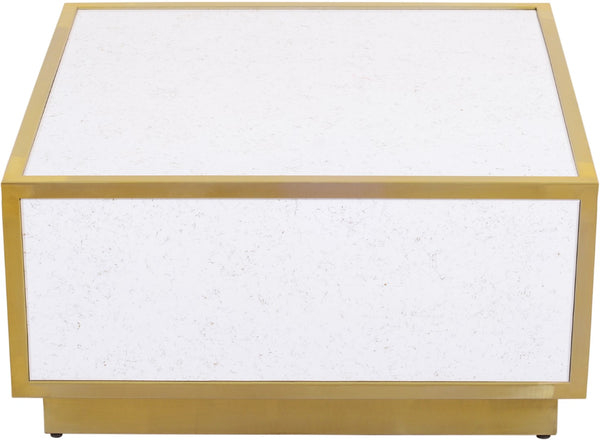 Glitz Faux Marble / Steel / Engineered Wood Contemporary White Faux Marble Coffee Table - 32" W x 32" D x 16" H
