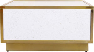 Glitz Faux Marble / Steel / Engineered Wood Contemporary White Faux Marble Coffee Table - 32" W x 32" D x 16" H