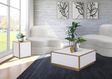 Glitz Faux Marble / Steel / Engineered Wood Contemporary White Faux Marble Coffee Table - 32" W x 32" D x 16" H