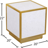 Glitz Faux Marble / Steel / Engineered Wood Contemporary White Faux Marble End Table - 20" W x 20" D x 22" H