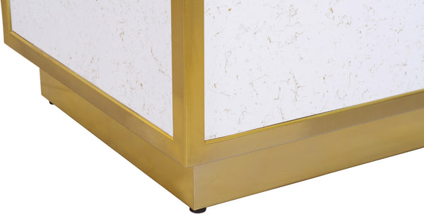 Glitz Faux Marble / Steel / Engineered Wood Contemporary White Faux Marble End Table - 20" W x 20" D x 22" H