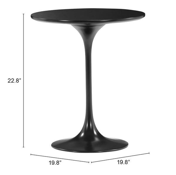Zuo Modern Wilco Fiberglass, MDF Modern Commercial Grade Side Table Black Fiberglass, MDF