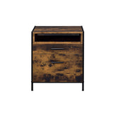 Juvanth Industrial Nightstand Oak & Black Finish 24263-ACME