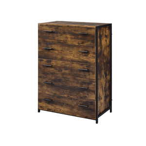 Juvanth Industrial Chest Oak & Black Finish 24266-ACME