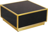 Glitz Faux Marble / Steel / Engineered Wood Contemporary Black Faux Marble Coffee Table - 32" W x 32" D x 16" H