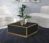 Glitz Faux Marble / Steel / Engineered Wood Contemporary Black Faux Marble Coffee Table - 32" W x 32" D x 16" H