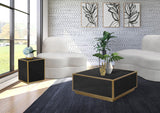 Glitz Faux Marble / Steel / Engineered Wood Contemporary Black Faux Marble Coffee Table - 32" W x 32" D x 16" H