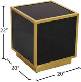 Glitz Faux Marble / Steel / Engineered Wood Contemporary Black Faux Marble End Table - 20" W x 20" D x 22" H