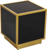 Glitz Faux Marble / Steel / Engineered Wood Contemporary Black Faux Marble End Table - 20" W x 20" D x 22" H