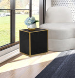 Glitz Faux Marble / Steel / Engineered Wood Contemporary Black Faux Marble End Table - 20" W x 20" D x 22" H