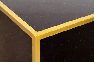 Glitz Faux Marble / Steel / Engineered Wood Contemporary Black Faux Marble End Table - 20" W x 20" D x 22" H