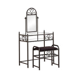 Contemporary 2-piece Metal Vanity Set with Glass Top Black