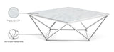 Skyler Marble / Stainless Steel Contemporary Chrome Coffee Table - 36" W x 36" D x 14.5" H