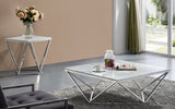 Skyler Marble / Stainless Steel Contemporary Chrome Coffee Table - 36" W x 36" D x 14.5" H