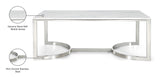 Copley Stone Marble Veneer / Stainless Steel Contemporary Chrome Coffee Table - 48" W x 25" D x 18.5" H