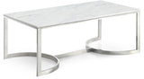 Copley Stone Marble Veneer / Stainless Steel Contemporary Chrome Coffee Table - 48" W x 25" D x 18.5" H