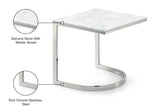 Copley Stone Marble Veneer / Stainless Steel Contemporary Chrome End Table - 20" W x 20" D x 21" H