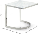 Copley Stone Marble Veneer / Stainless Steel Contemporary Chrome End Table - 20" W x 20" D x 21" H