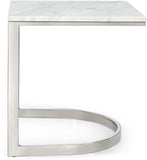 Copley Stone Marble Veneer / Stainless Steel Contemporary Chrome End Table - 20" W x 20" D x 21" H