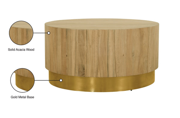 Acacia Acacia Wood / Steel Contemporary Gold Coffee Table - 32" W x 32" D x 16" H