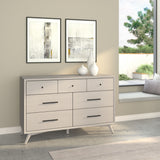 Alpine Furniture Flynn Mid Century Modern 7 Drawer Dresser, Gray 966G-03 Gray Mahogany Solids & Okoume Veneer 56 x 19 x 36.5