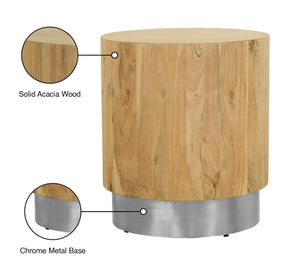 Acacia Acacia Wood / Steel Contemporary Chrome End Table - 18" W x 18" D x 20" H