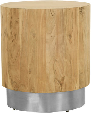Acacia Acacia Wood / Steel Contemporary Chrome End Table - 18" W x 18" D x 20" H