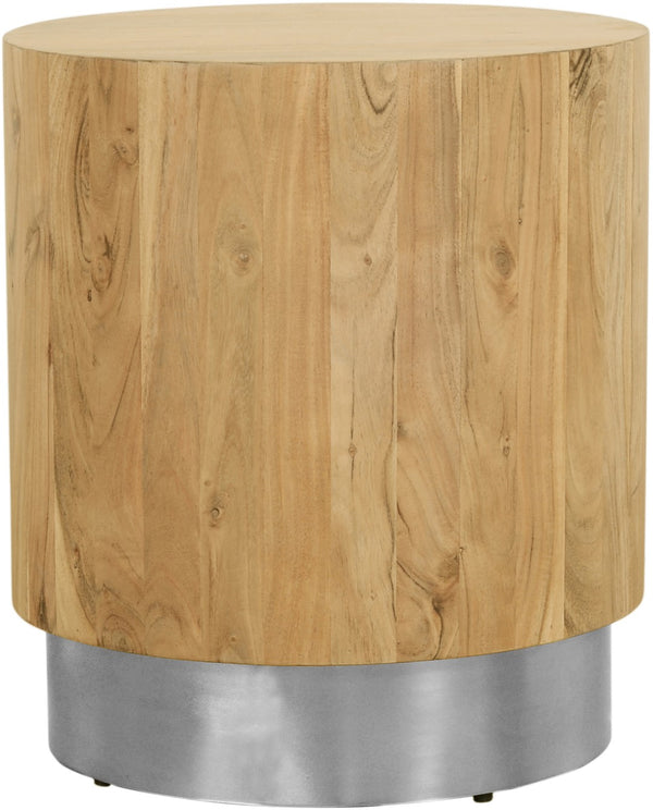 Acacia Acacia Wood / Steel Contemporary Chrome End Table - 18" W x 18" D x 20" H