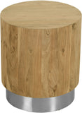 Acacia Acacia Wood / Steel Contemporary Chrome End Table - 18" W x 18" D x 20" H
