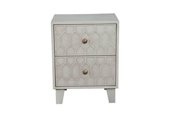 Denver Two Drawer Nightstand - Handcrafted Mahogany Accent Table with Honeycomb Design & Storage