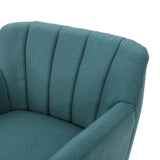Merel Mid Century Modern Dark Teal Fabric Club Chair