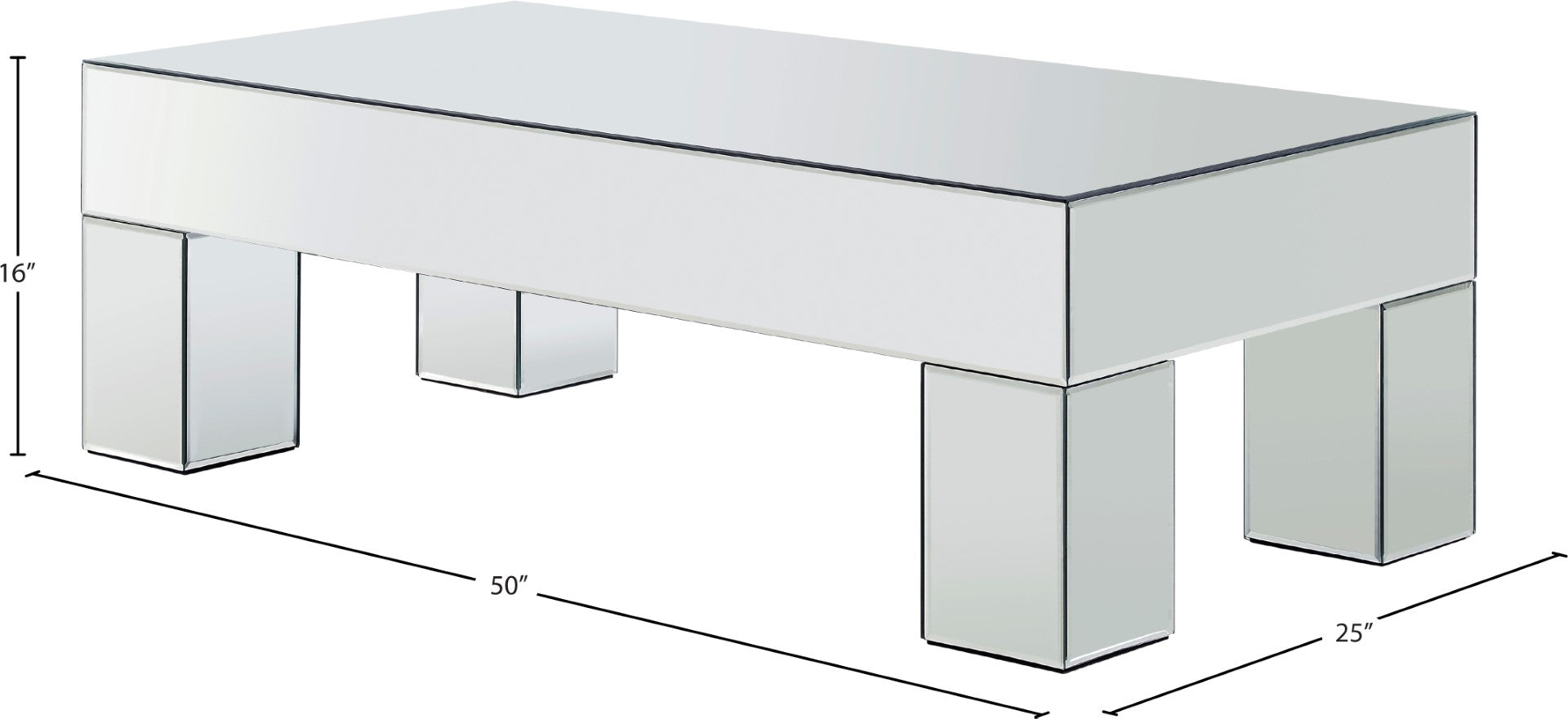 Meridian Furniture Haven Mirrored Coffee Table - Thumbnail 3