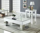 Lainy Glass / Engineered Wood Contemporary Mirrored Coffee Table - 50" W x 25" D x 16" H