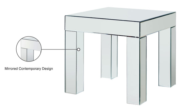 Lainy Glass / Engineered Wood Contemporary Mirrored End Table - 22" W x 22" D x 24" H