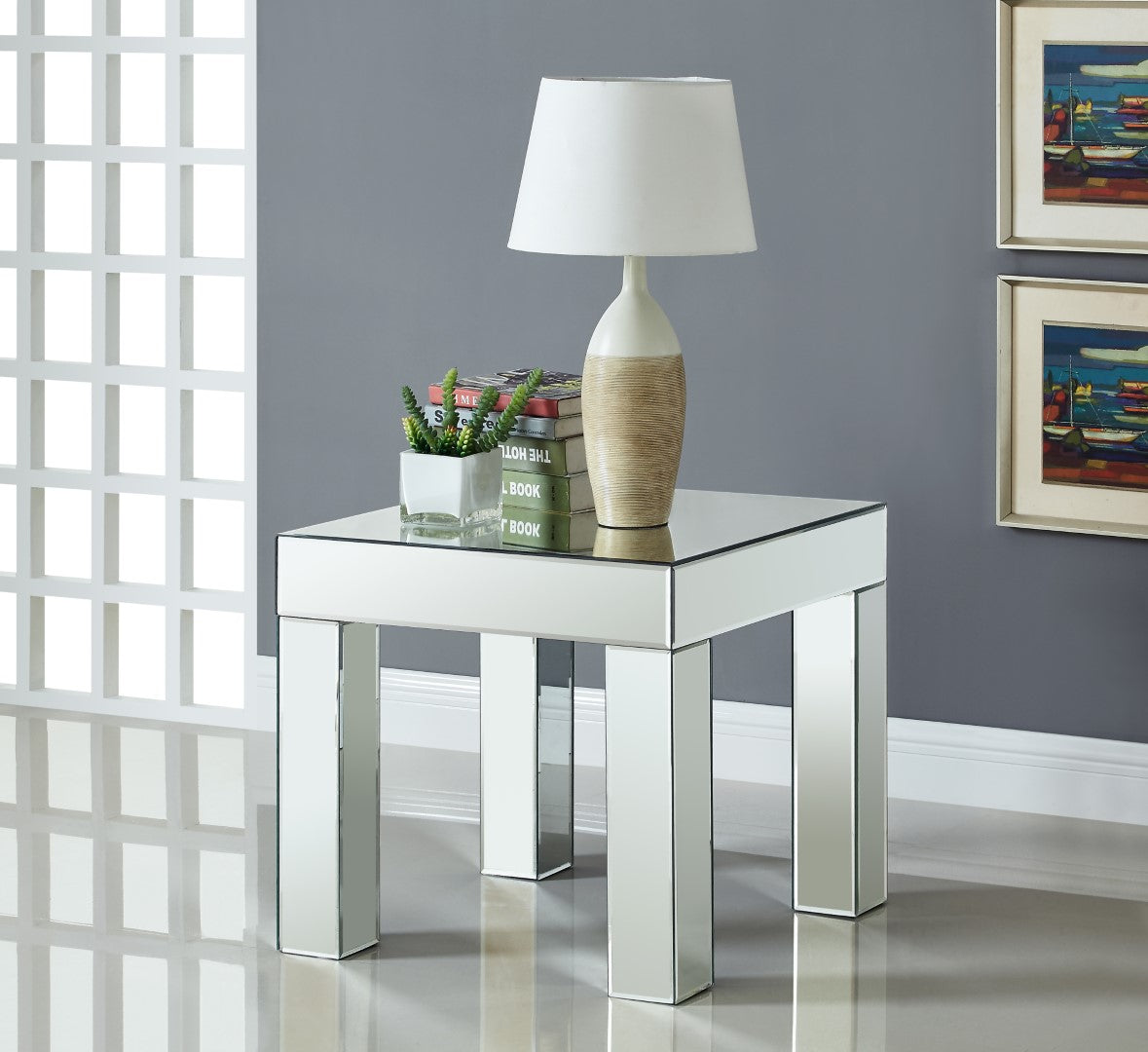 Lainy Mirrored End Table - Thumbnail 2