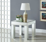 Lainy Glass / Engineered Wood Contemporary Mirrored End Table - 22" W x 22" D x 24" H