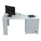 White Finish Wood L Shape Corner Computer Desk