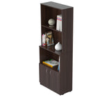 Espresso Finish Wood Three Self and Cabinet Bookcase