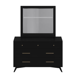 Alpine Furniture Flynn Mid Century Modern Mirror, Black 966BLK-06 Black Mahogany Solids & Okoume Veneer 42 x 1 x 37